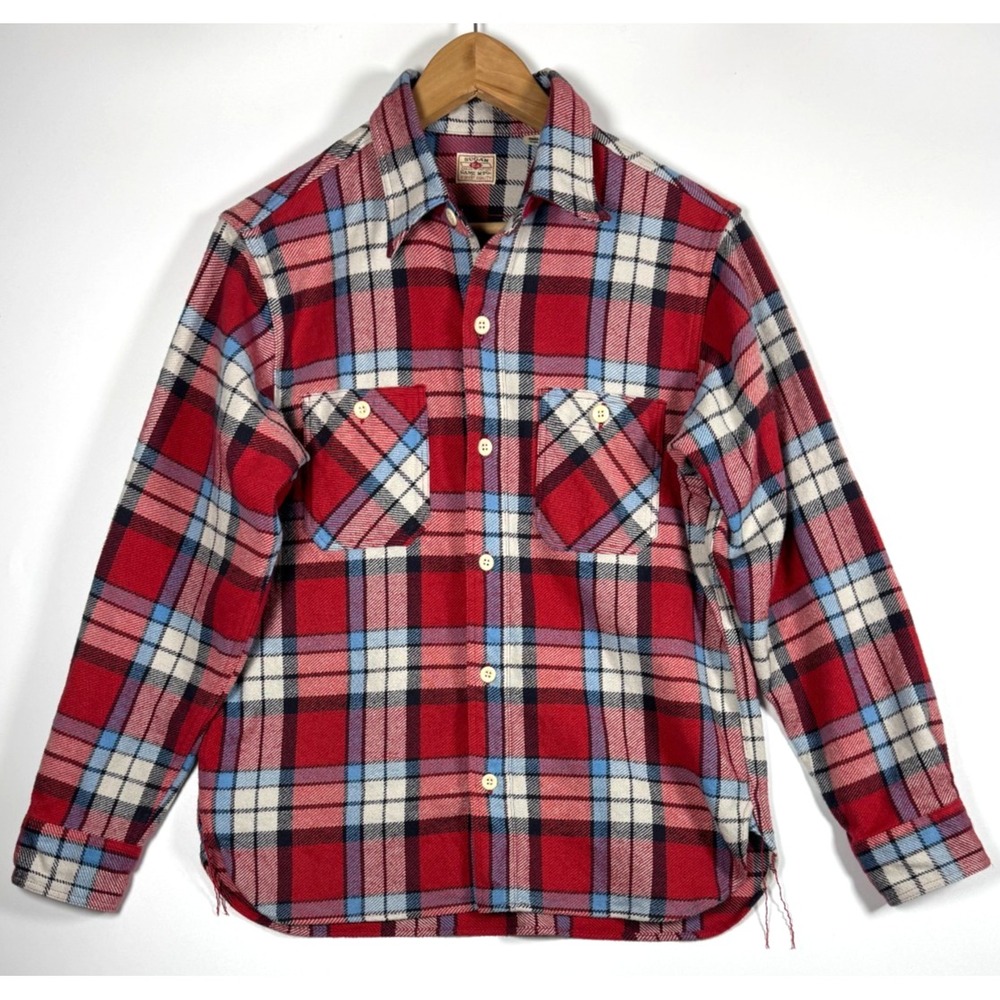 Sugar Cane Flannel Shirt Mens Small Red Plaid Made in Japan Workwear Cotton